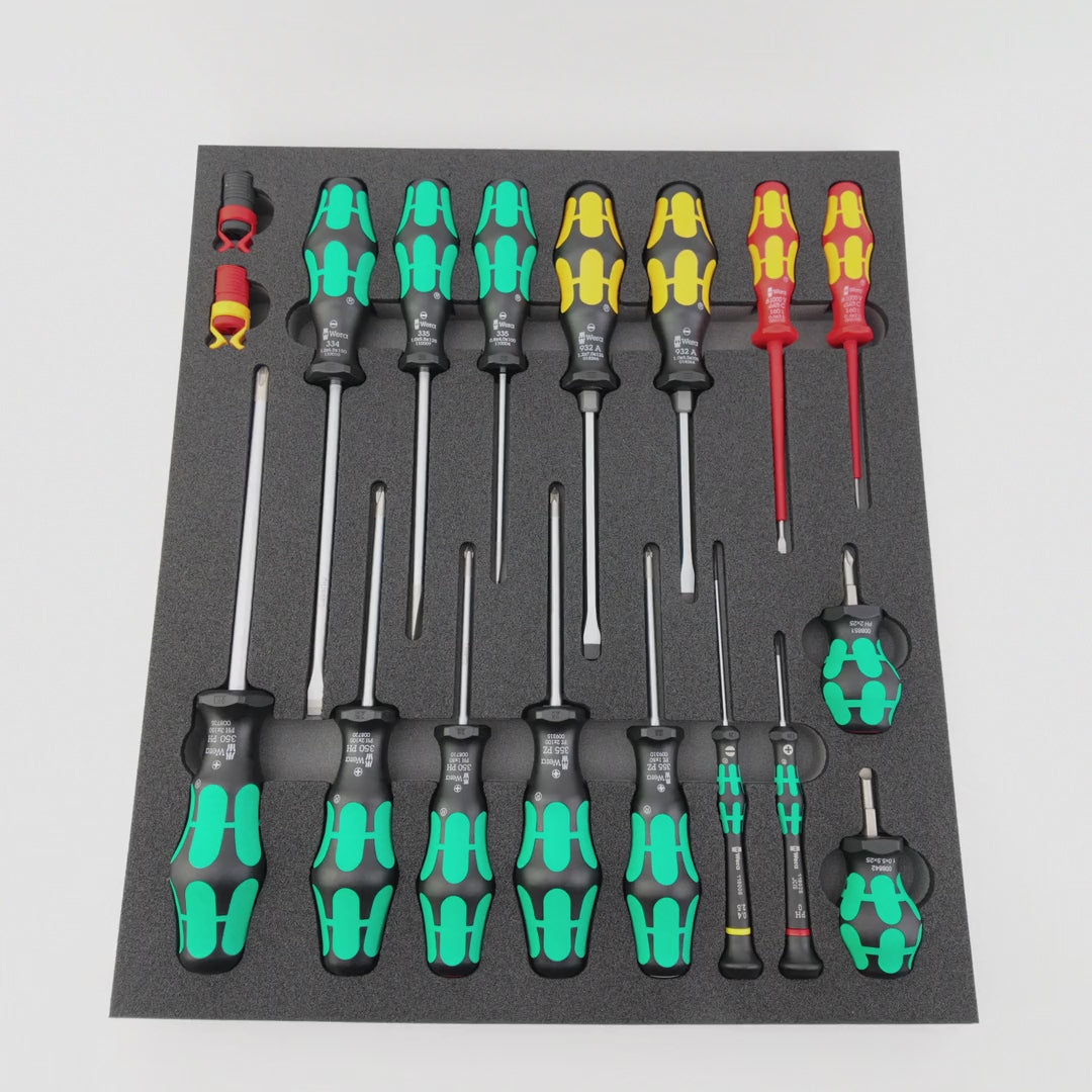 Wera 150101 Foam Insert Screwdriver Set 1, 18 Pieces