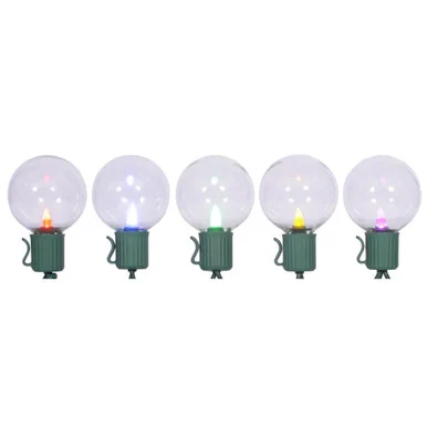 10 Multi-Color LED G40 Globe Christmas Lights – 7.5 ft Green Wire