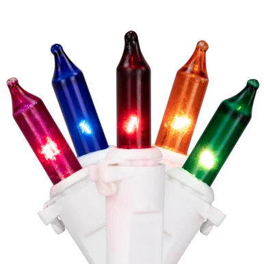 100-Count Multi Color Mini Christmas Light Set, 20ft White Wire