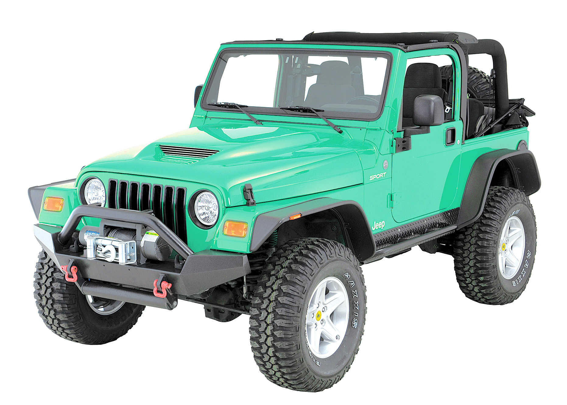 Cervini's Auto Design Ram Air Fiberglass Hood Factory Match Paint (Top & Bottom) for 97-06 Jeep Wrangler TJ & Unlimited
