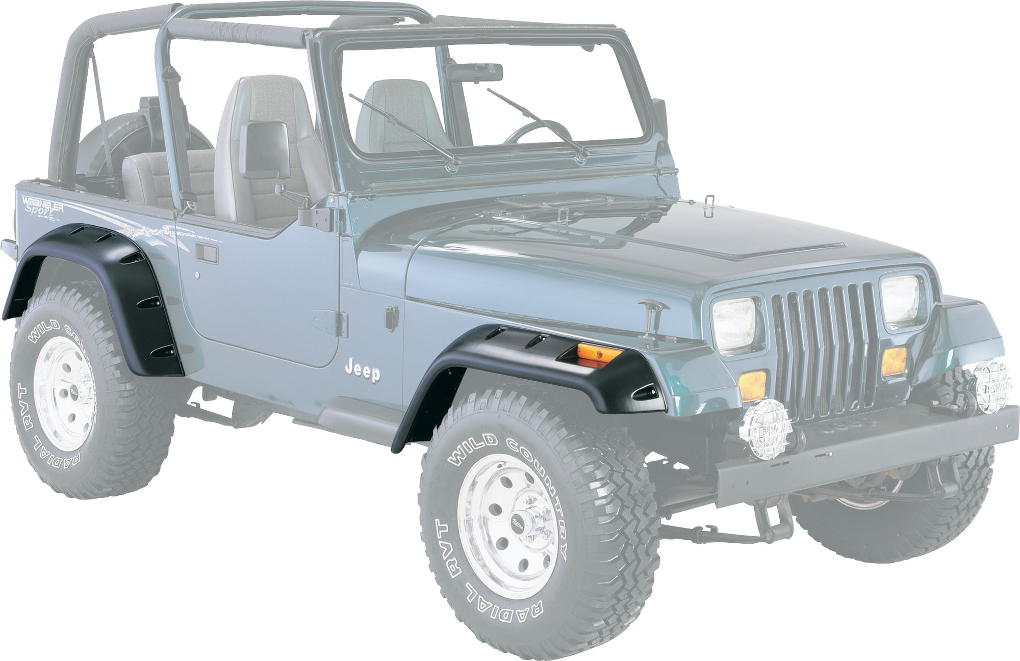 Quadratec 6" Pocket Style Fender Flares for 87-95 Jeep Wrangler YJ