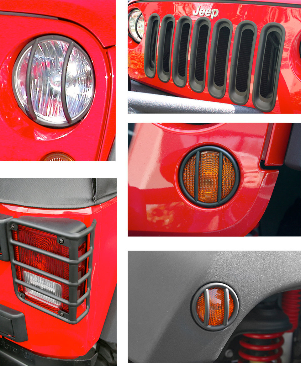 Rugged Ridge 12496.06 17 Piece Euro Light Guard Kit in Black for 07-18 Jeep Wrangler JK without Fog Lights