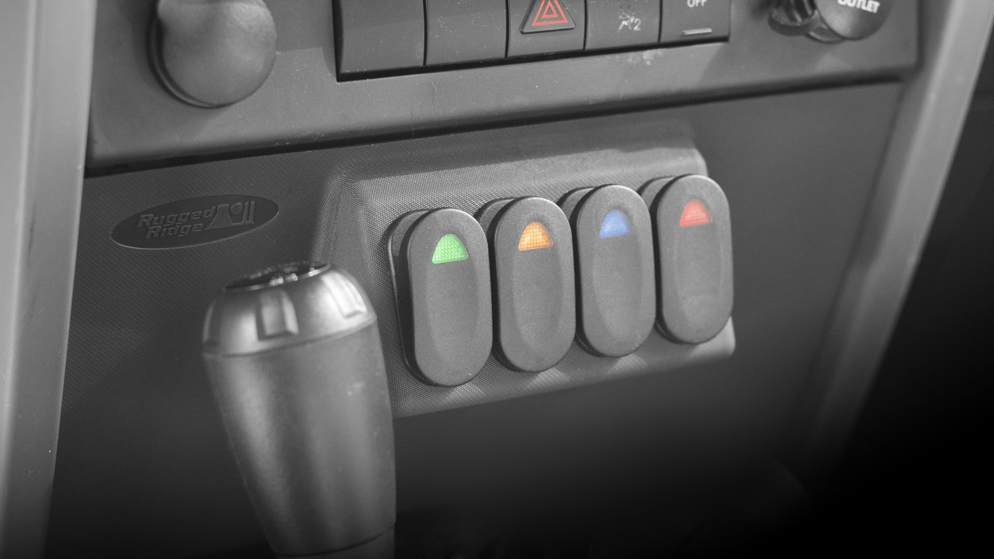 Rugged Ridge 17235.85 Lower Console Switch Panel with Switches for 07-10 Jeep Wrangler JK
