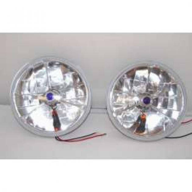 Chevy Headlights, Blue Dot Tri-Bar H-4 Halogen With Turn Signals, 1955-1957