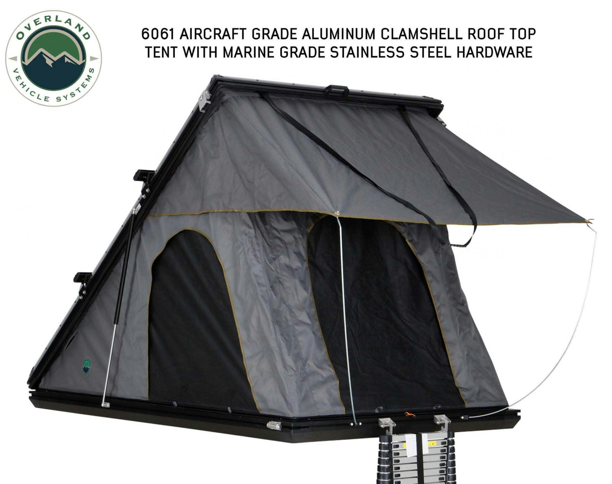 Overland Vehicle Systems 18099901 Mamba II Aluminum Roof Top Tent -Black Shell & Black Body 2 Person Large