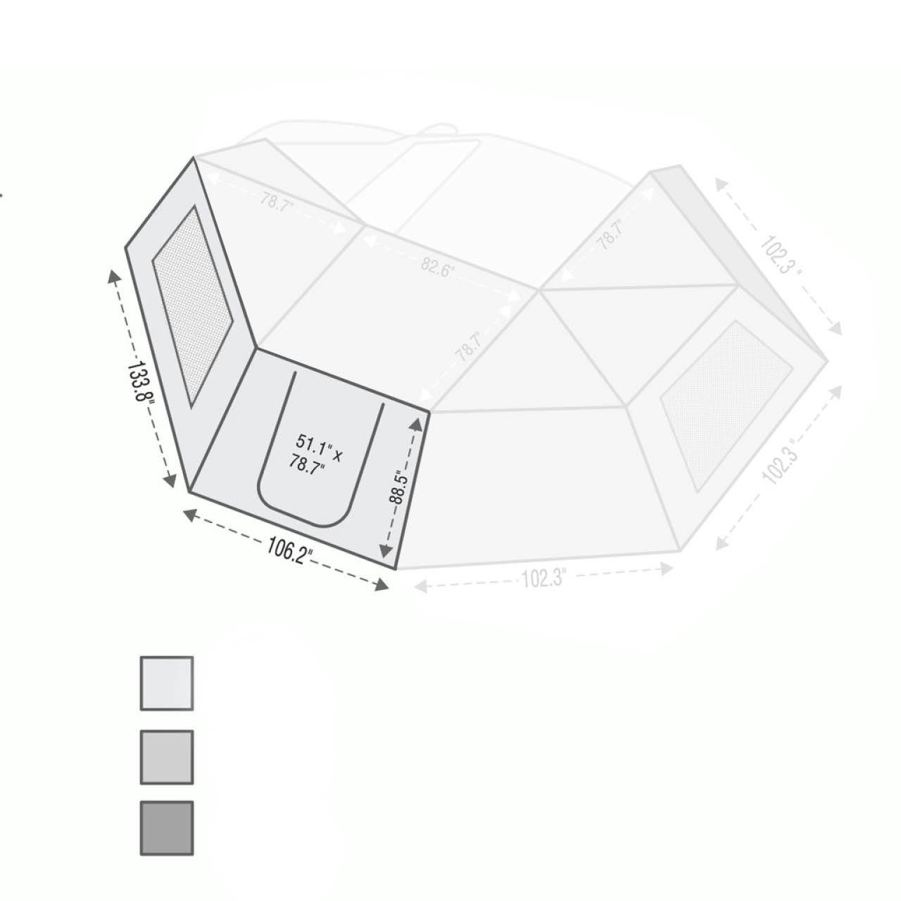 Overland Vehicle Systems 18099910 Nomadic Awning 270-Side Wall 1, Door and Window-Dark Gray, Storage Bag-Driver