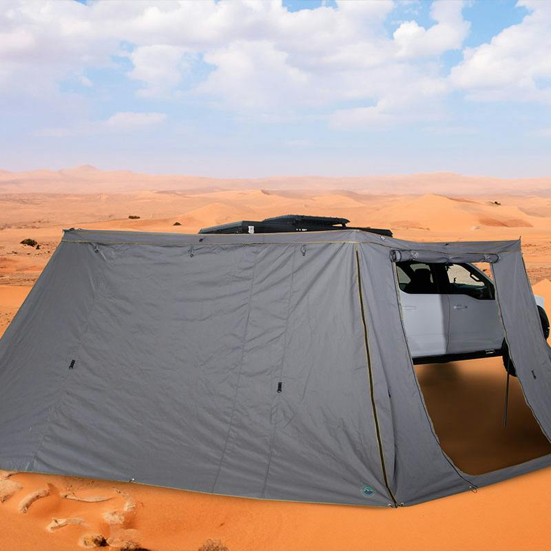 Overland Vehicle Systems 18159910 Nomadic Awning 180 - Side Wall with Window -Dark Gray With Storage Bag