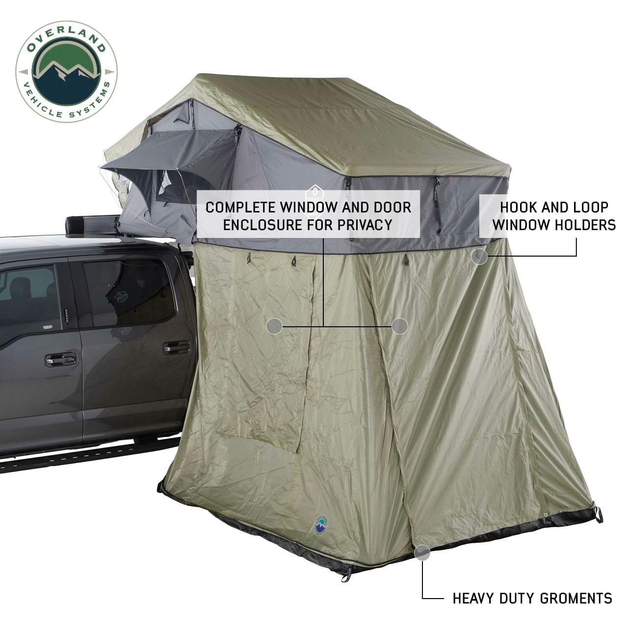 Overland Vehicle Systems 18529936 N2E Nomadic 2 Extended Roof Top Tent Annex Room