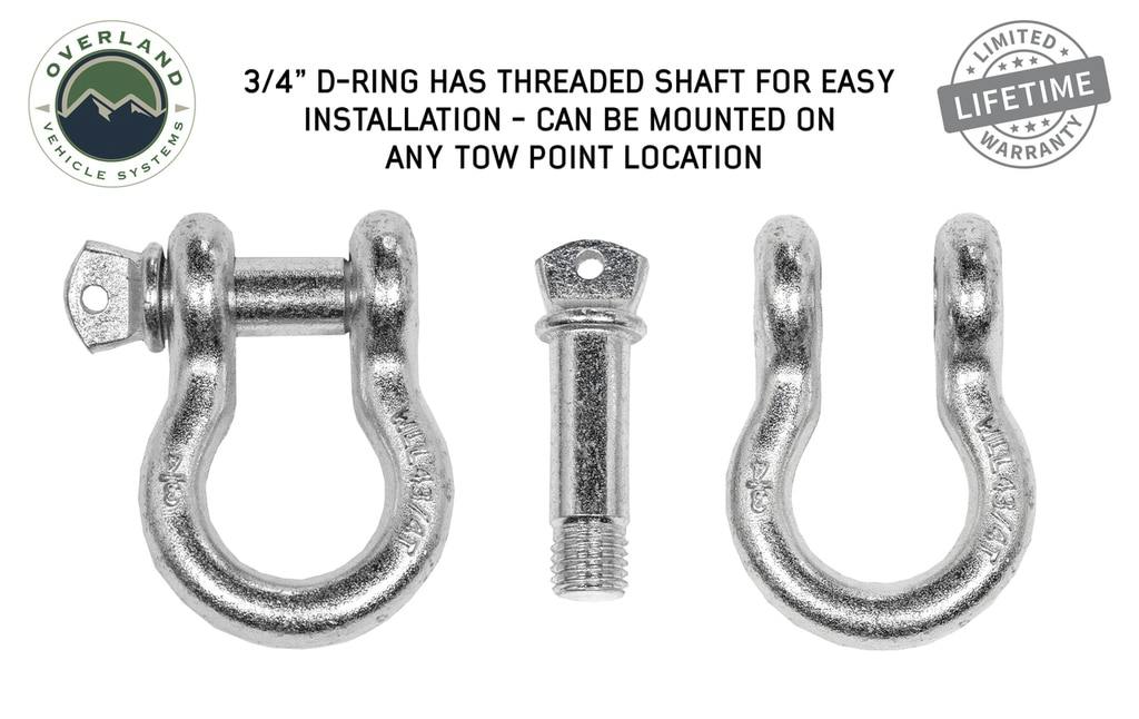 Overland Vehicle Systems 19010205 Recovery Shackle 3/4 4.75 Ton Zinc - Sold In Pairs