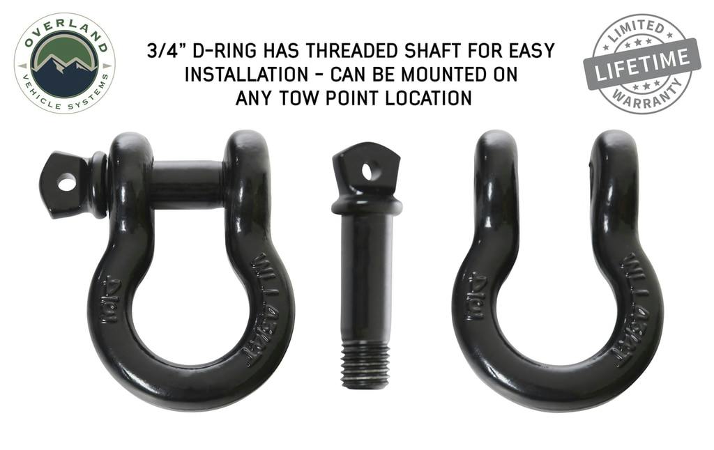 Overland Vehicle Systems 19019901 Recovery Shackle 3/4 4.75 Ton - Black