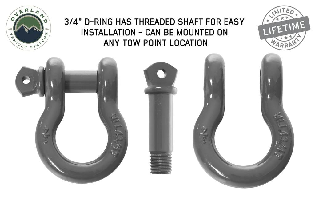 Overland Vehicle Systems 19019903 Recovery Shackle 3/4 4.75 Ton - Gray