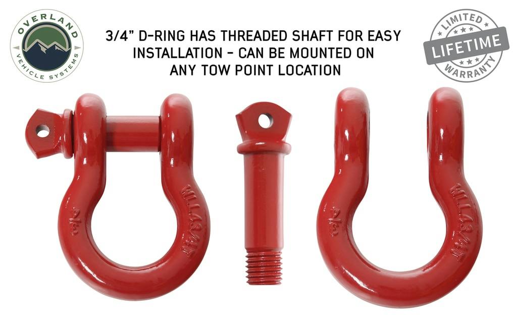 Overland Vehicle Systems 19019904 Recovery Shackle 3/4 4.75 Ton - Red