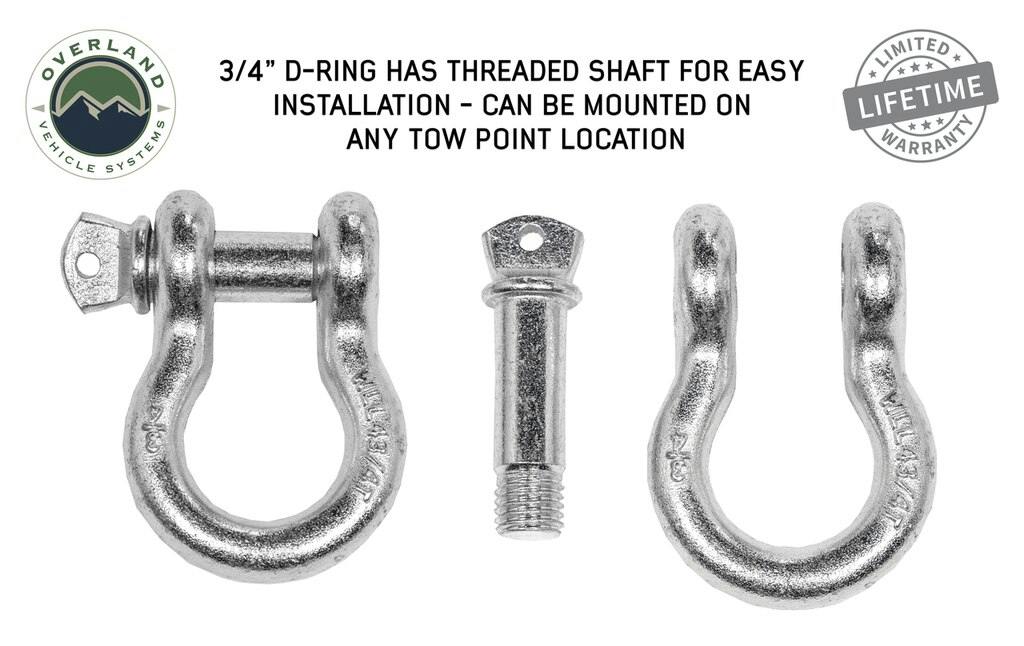 Overland Vehicle Systems 19019905 Recovery Shackle 3/4 4.75 Ton - Zinc