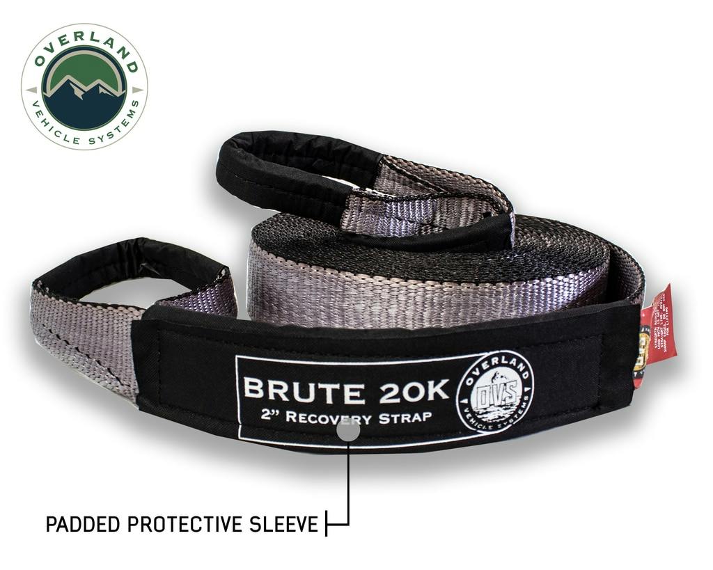 Overland Vehicle Systems 19059916 Tow Strap 20,000 lb. 2 x 30' Gray With Black Ends & Storage Bag