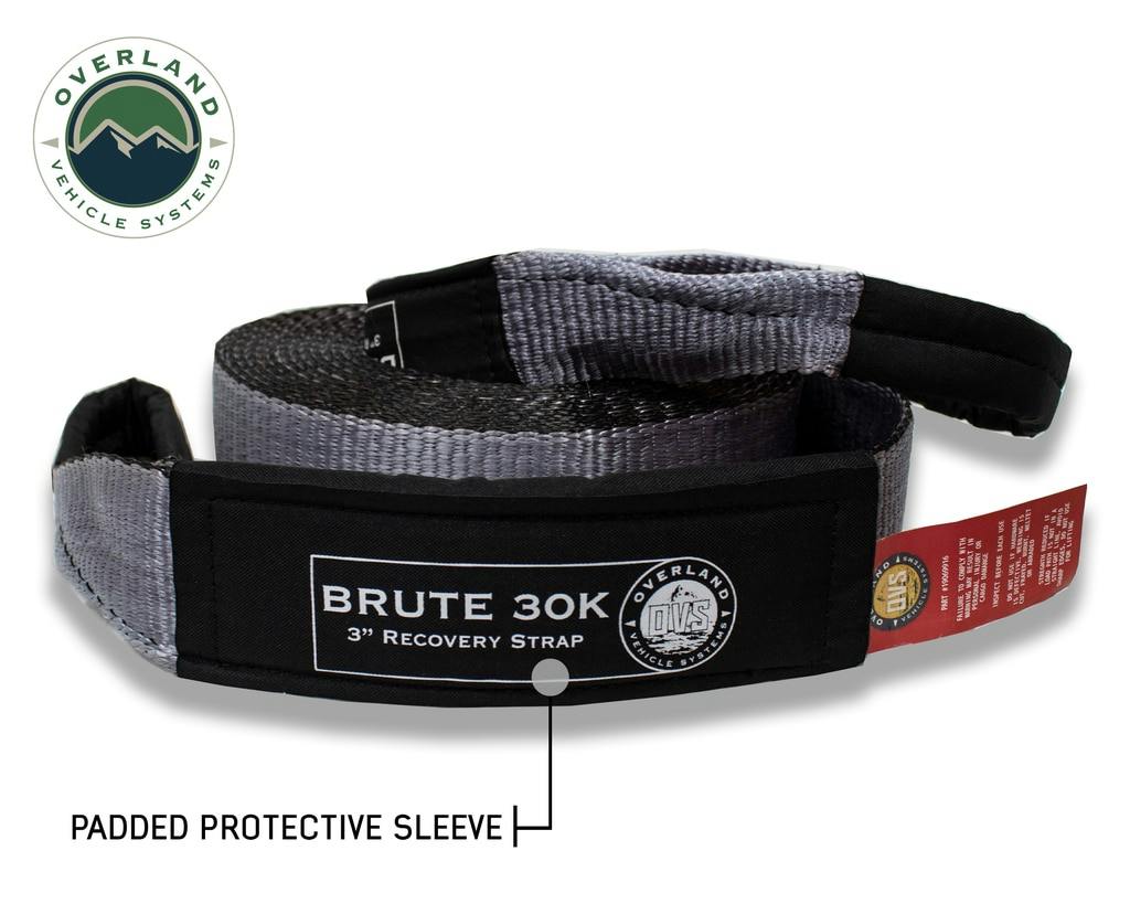 Overland Vehicle Systems 19069916 Tow Strap 30,000 lb. 3 x 30' Gray With Black Ends & Storage Bag