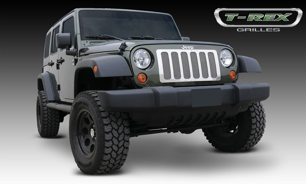 T-Rex 54482 Upper Class Polished Mesh Grille 07-18 Jeep Wrangler & Wrangler Unlimited JK