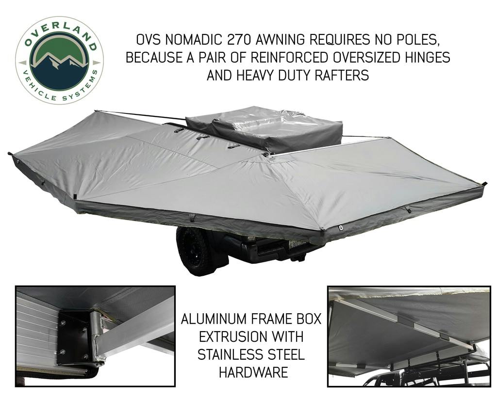 Overland Vehicle Systems 19519907 Nomadic Awning 270 Dark Gray Cover, Black Transit Cover Driver Side & Bracket