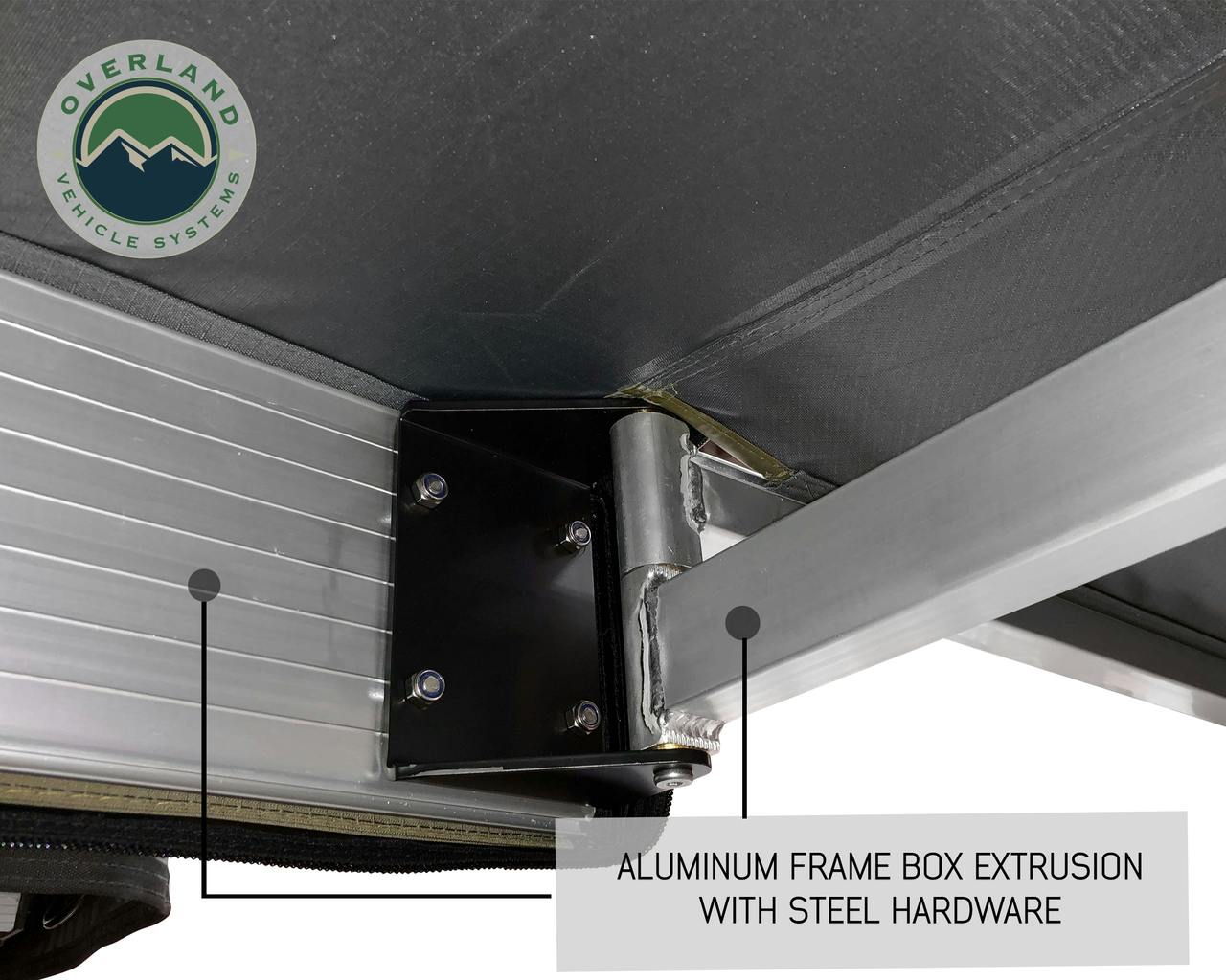 Overland Vehicle Systems 19519908 Nomadic 270 Driver - Dark Gray Awning with Bracket Kit and Extended Poles