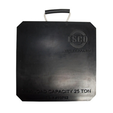 Esco 10752 Jack Plate, 18"x18"x1", With Rope Handle, Black (25 Ton Weight Capacity)