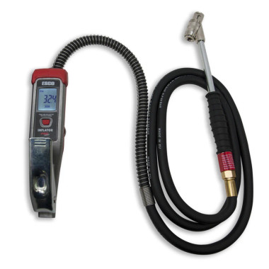 Esco 10962-L Tire Inflator, Compact Digital LCD Gauge w/ Dual Angle Chuck, 6 Foot Hose