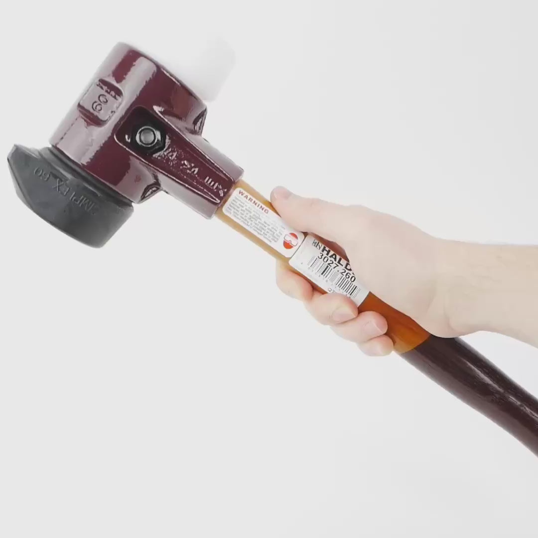 Halder Simplex Mallet with Superplastic/STAND-UP Black Rubber Inserts and Cast Iron Housing, 2.36" / 54.32 oz.