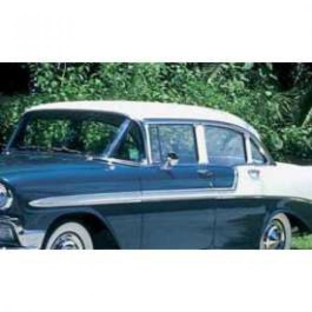 Chevy Side Glass Set, Installed In Lower Channels, Tinted, 4-Door Sedan, 1955-1957