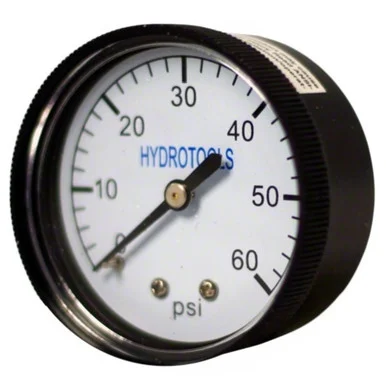 2.25″ Black HydroTools Rear Mount Swimming Pool Filter Pressure Gauge with 60 PSI Measurement