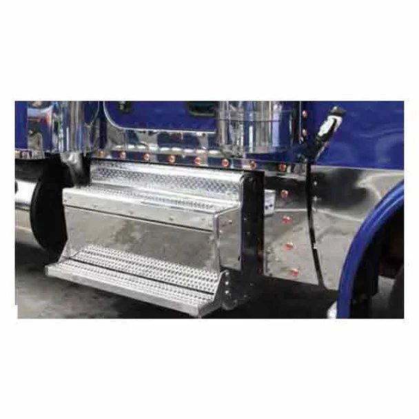 2.25 Inch Stainless Steel Wide Cab Panel W/ 12 H3 Light Holes For Peterbilt 389