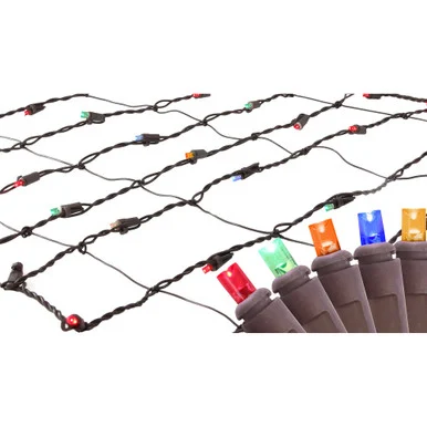 2′ x 8′ Multi-Color LED Net Style Christmas Lights – Brown Wire