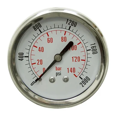 2000 PSI 140 BAR Pressure 2.5″ Dia. Liquid Filled Back Mount 1/4″ NPT Stainless Steel Gauge Dynamic CF1P-140-D