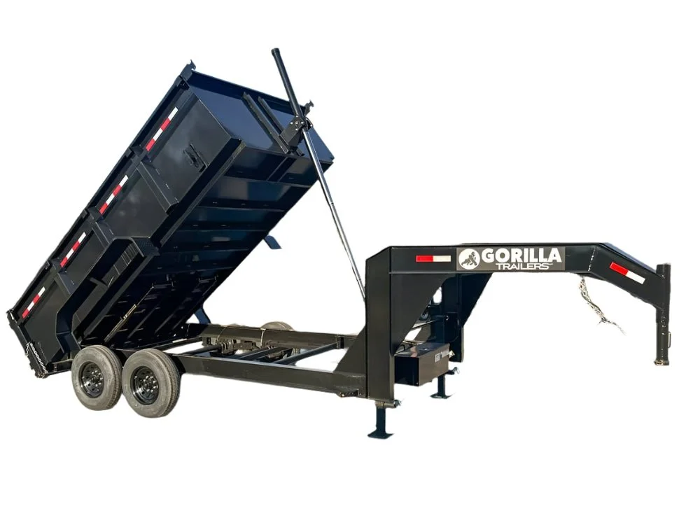 7×14 Gorilla Telescopic Gooseneck IBeam Dump Trailer 3ft Sides (2) 7K Axles