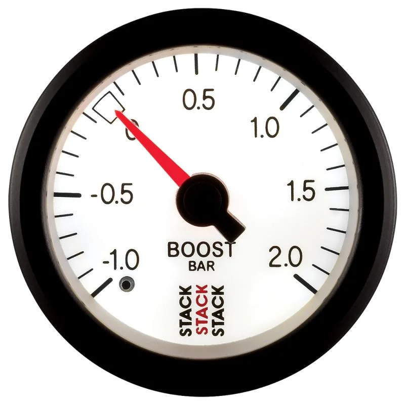 Stack Mechanical Gauge Boost Pressure Universal T-Fitting / -30inHg ~ +30psi (Black)