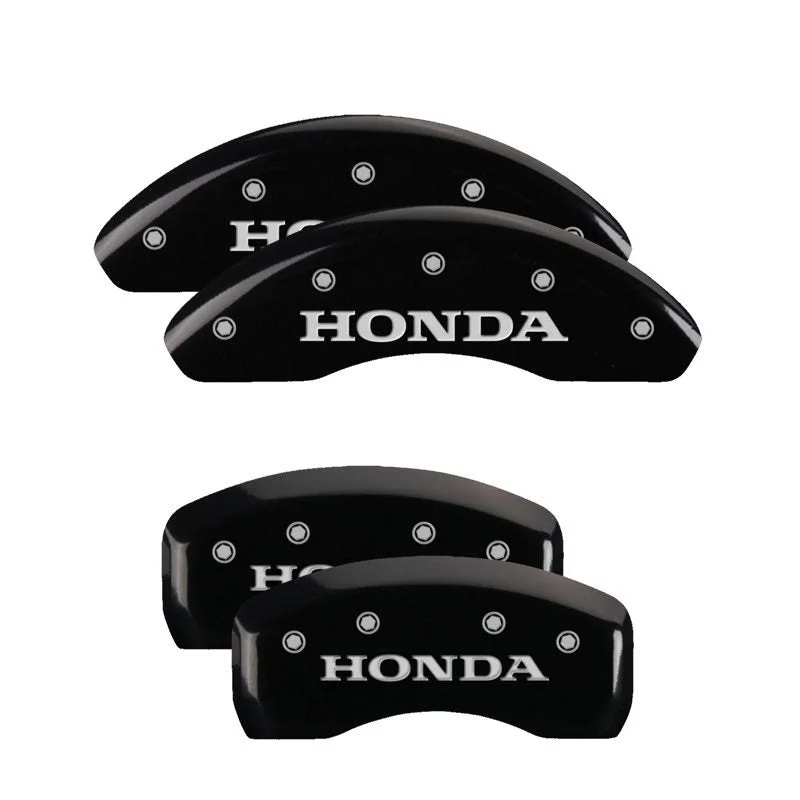 MGP 20222SHONBK – Set Of 4 Caliper Covers Engraved Front And Rear Honda Black Finish Silver Characters 2017-2021 Honda Civic Caliper Covers