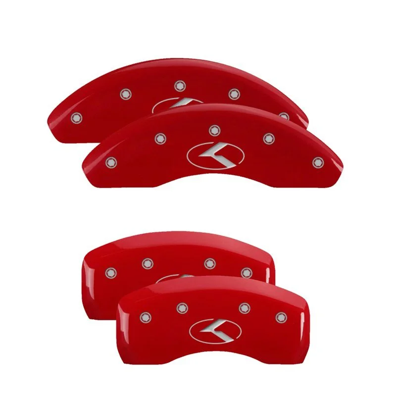 MGP 21186SCRKRD – Set Of 4 Caliper Covers Engraved Front And Rear Circle K Kia Red Finish Silver Characters 2021-2022 Kia Sportage Caliper Covers