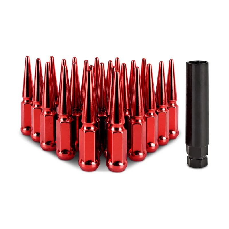Mishimoto MMLG-SP1215-24RD – Steel Spiked Lug Nuts M12 x 1.5 24pc Set Red