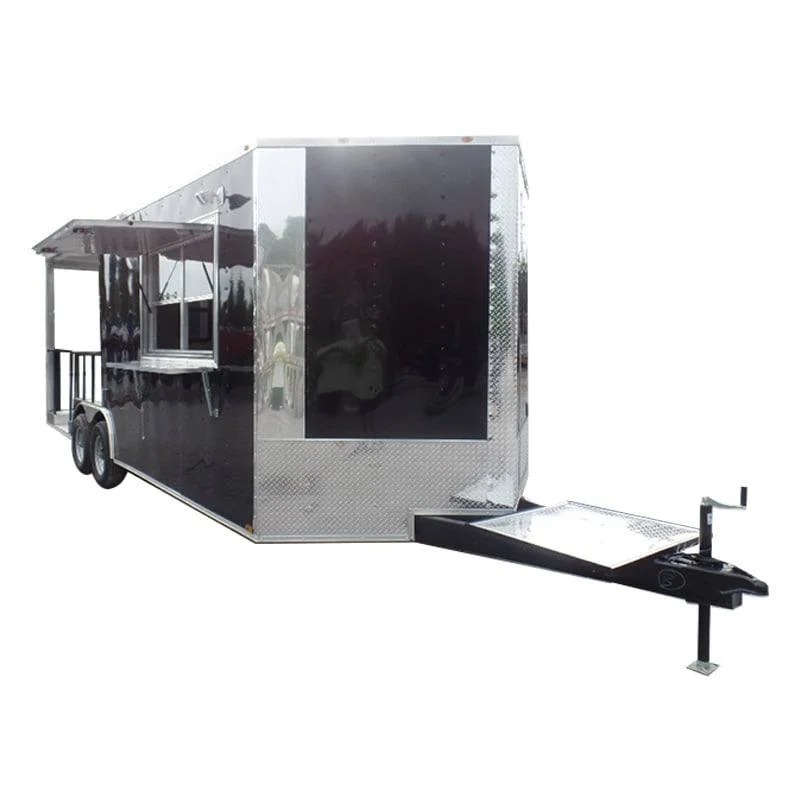 8.5′ x 22′ Concession Food Trailer Black BBQ Event
