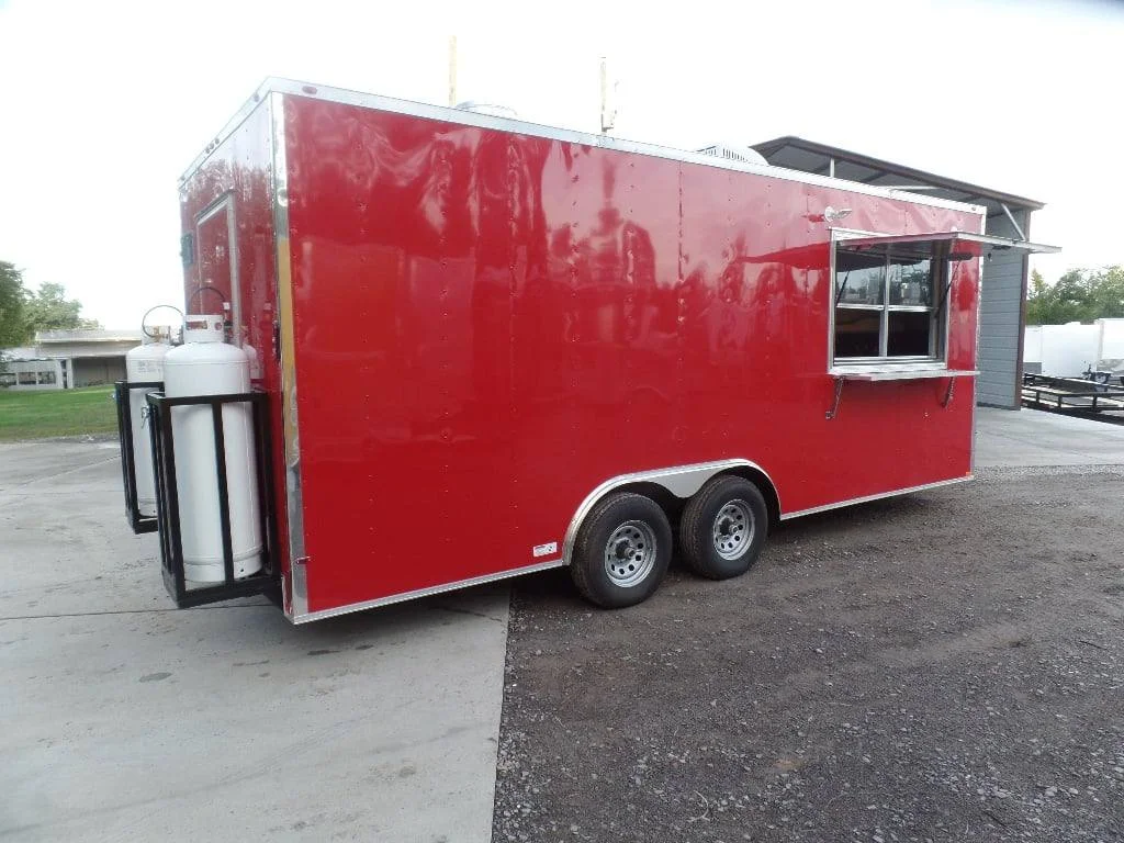 8.5′ x 20′ Red Concession Food Trailer With Appliances