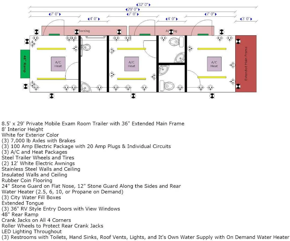 8.5′ x 29′ Mobile Exam Room Medical Trailer