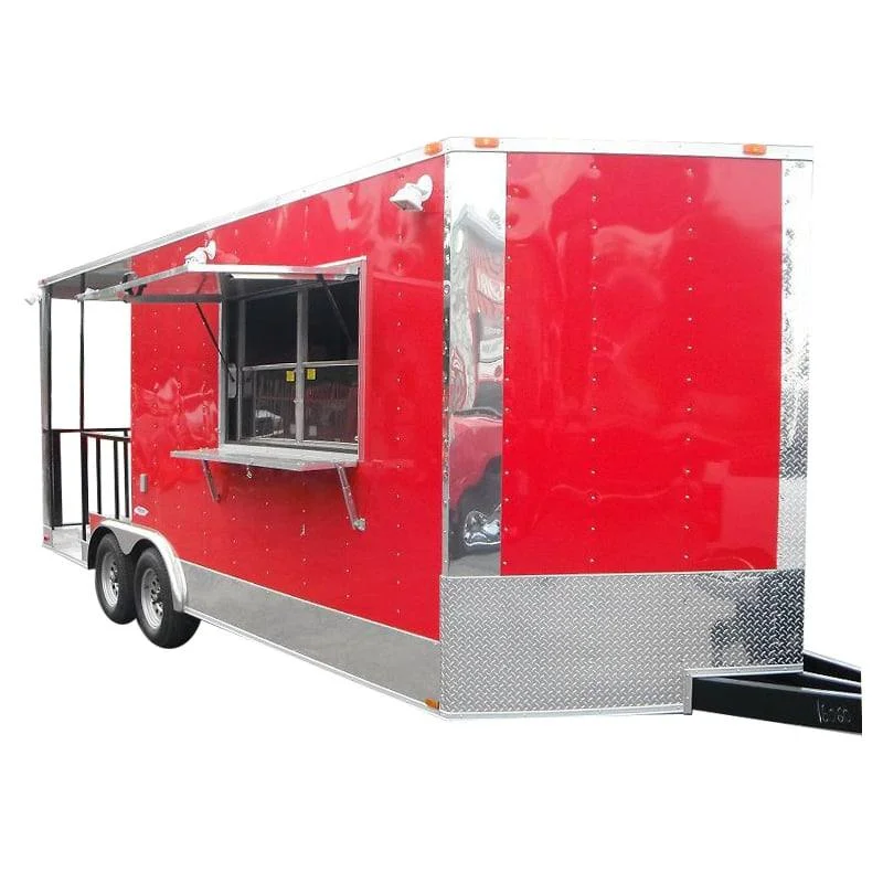 Concession Trailer 8.5’x20′ Red – BBQ Smoker Catering Food