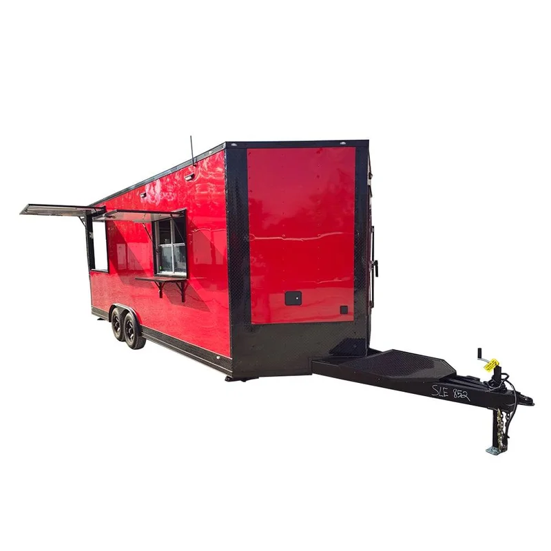 8.5′ X 22′ Concession Trailer Red Food Event Catering BBQ
