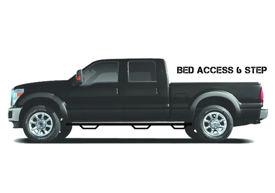N-Fab D9790QC-6 – Nerf Step 97-01 Dodge Ram 1500/2500/3500 Quad Cab 6.4ft Bed – Gloss Black – Bed Access – 3in