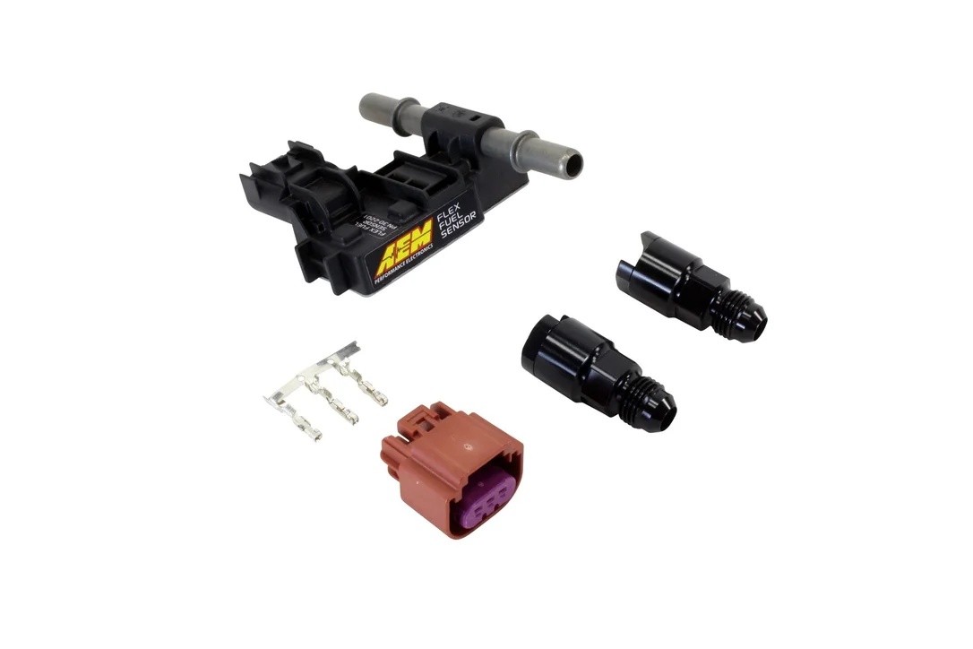 AEM 30-2201 – Ethanol Content Flex Fuel Sensor w/ -6AN fittings Kit