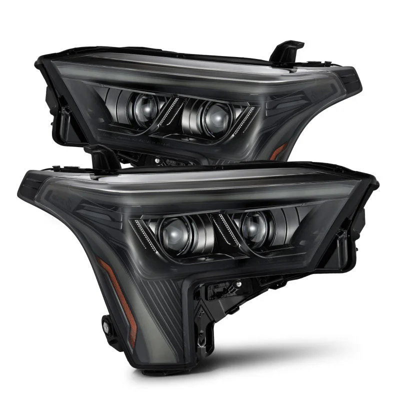 AlphaRex 880873 – 22-23 Toyota Tundra LUXX-Series Headlights Alpha-Black w/Amber DRL – Req 810029 OR 810030