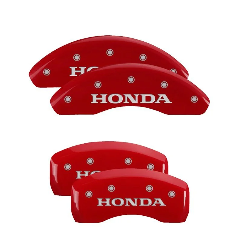 MGP 20001SHONRD – Set Of 4 Caliper Covers Engraved Front And Rear Honda Red Finish Silver Characters 2007-2011 Honda CR-V Caliper Covers