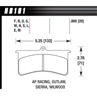 Hawk Brake Pads HB101N800 Superlite/XL-HP Plus