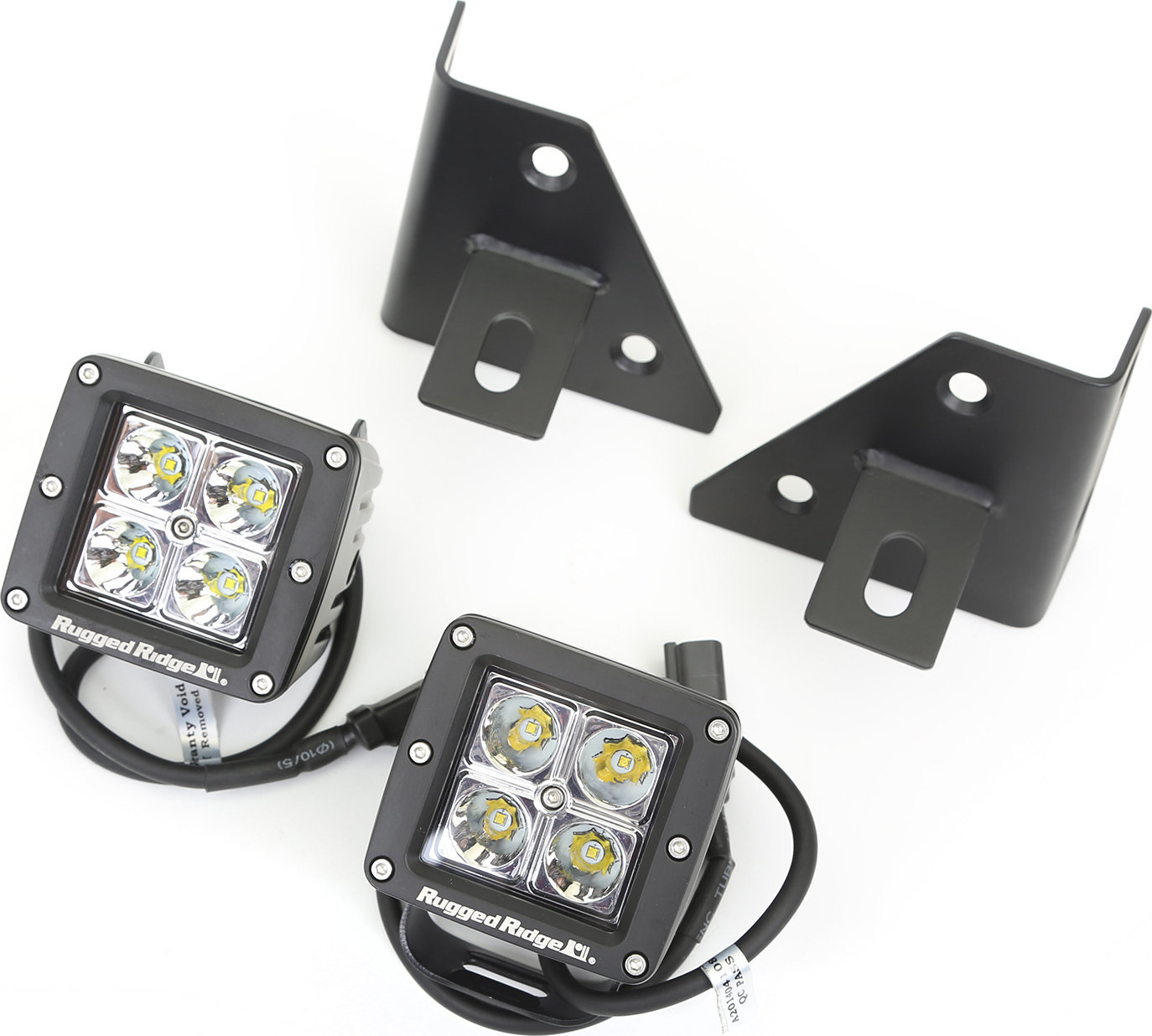 Rugged Ridge 11027.12 Windshield Light Bracket Kit in Black with Square LED Lights for 76-95 Jeep CJ-5, CJ-7, CJ-8 Scrambler & Wrangler YJ