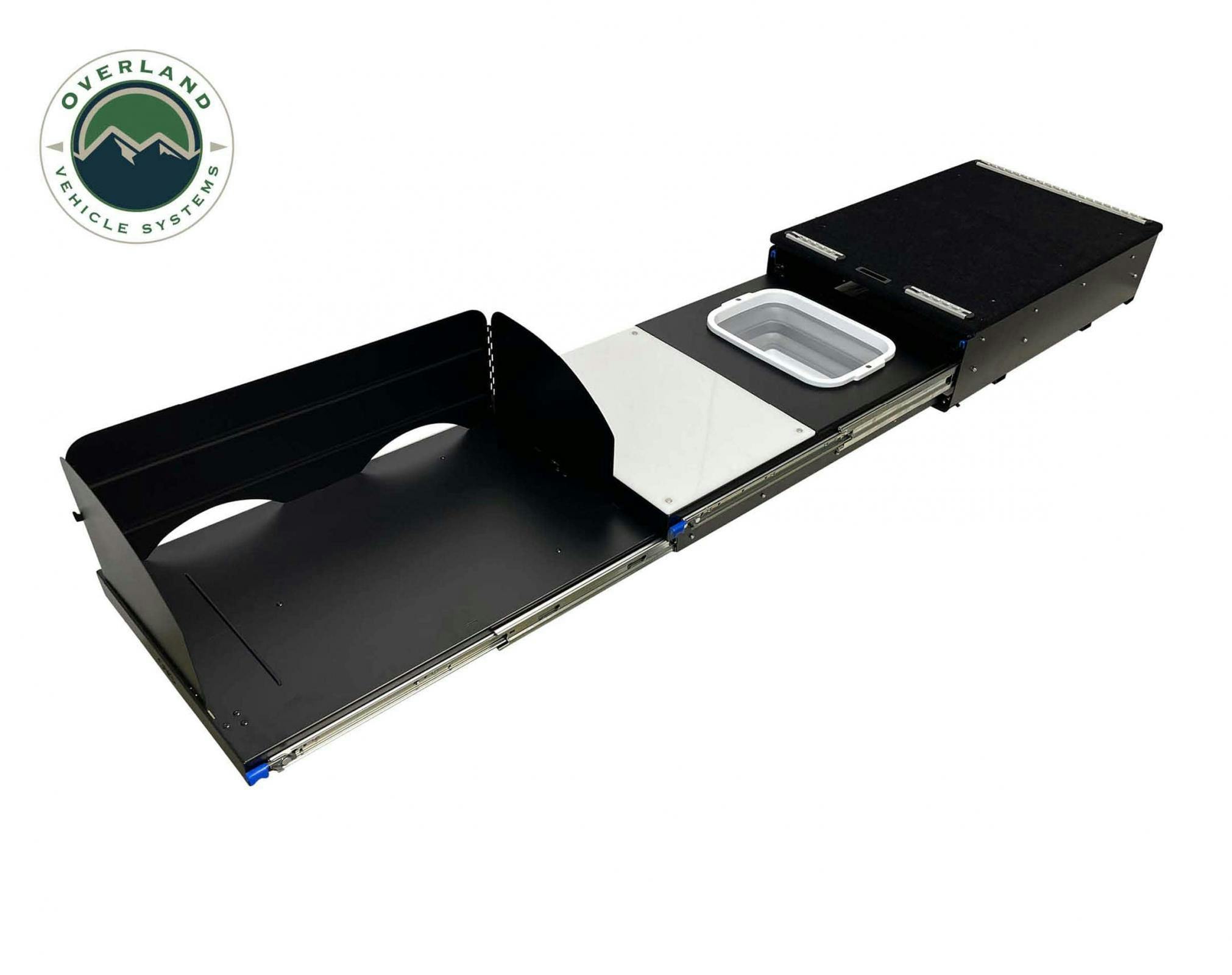 Overland Vehicle Systems 21010401 Cargo Box Kitchen With Slide Out Sink, Cooking Shelve and Slide Out Work Station