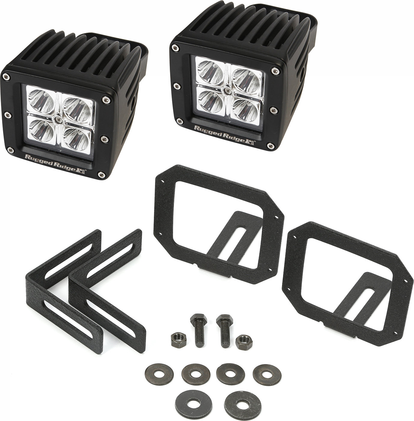 Rugged Ridge 11232.28 LED Square Fog Light Kit for 07-18 Jeep Wrangler JK
