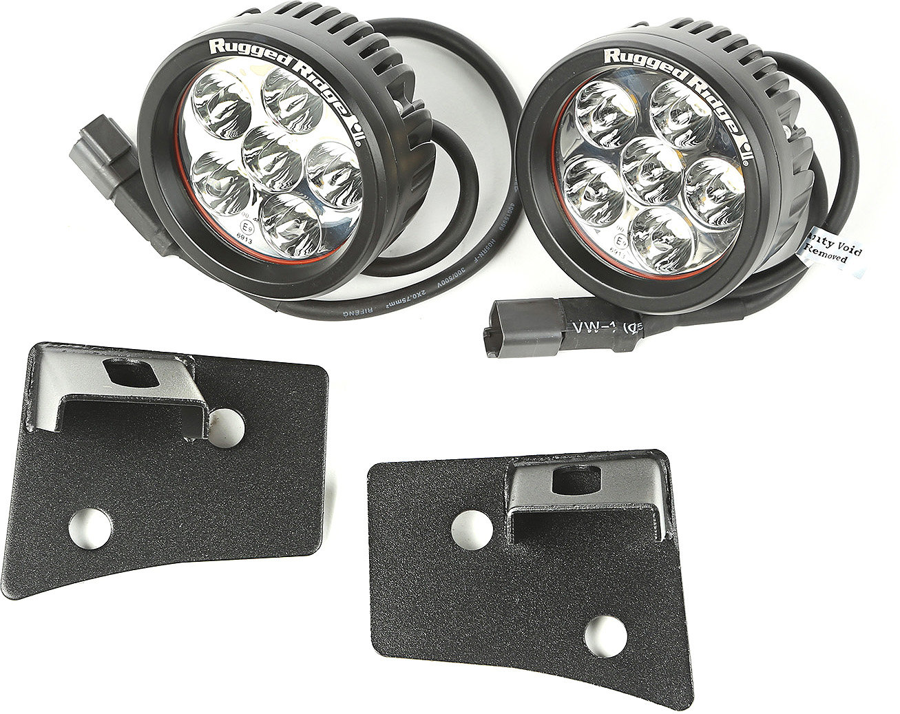 Rugged Ridge 11027.17 Windshield Light Mounting Bracket Kit in Textured Black with Round LED Lights for 07-18 Jeep Wrangler JK