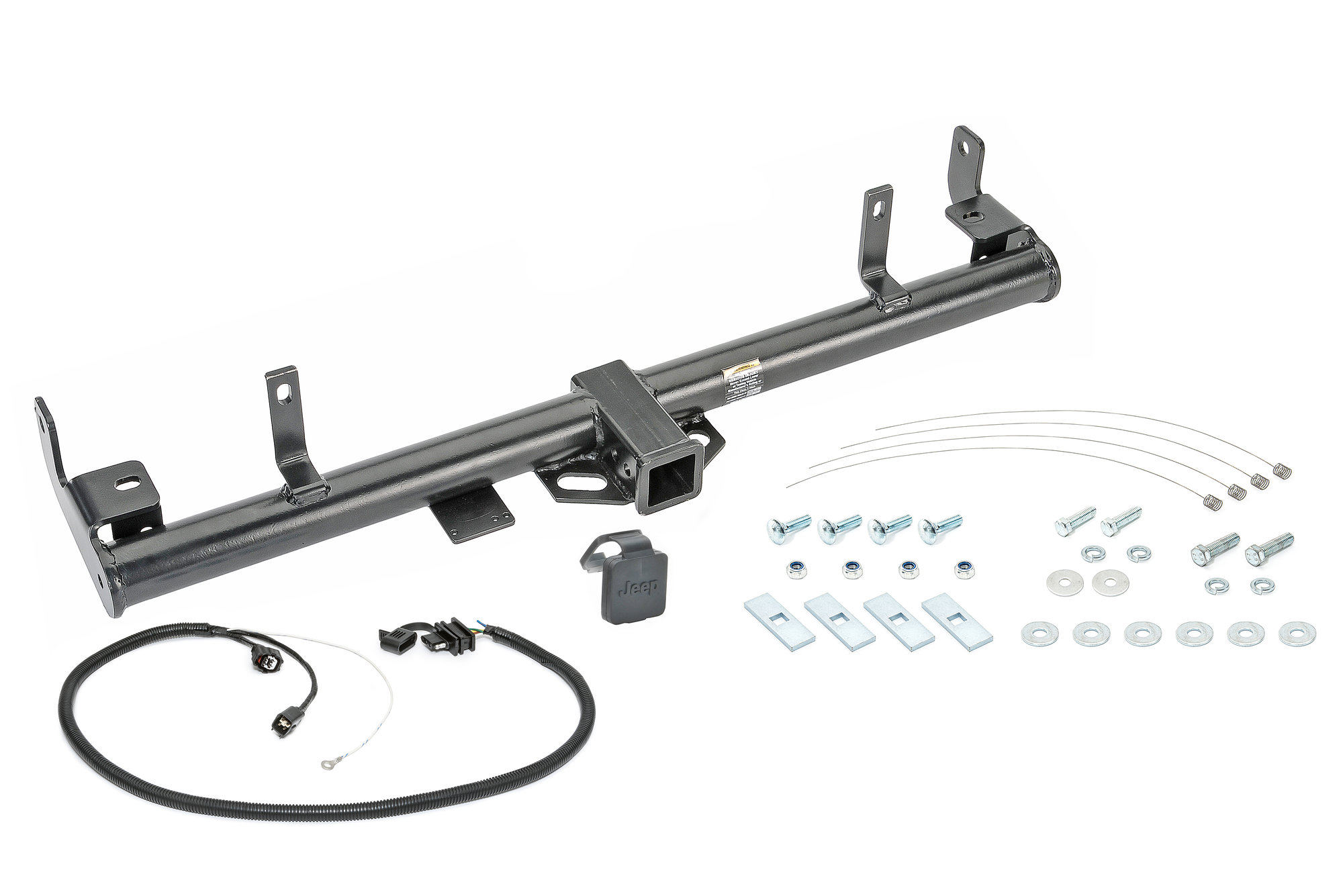 Quadratec Premium 2" Receiver Hitch with Wiring Kit & Jeep Logo Plug for 97-06 Jeep Wrangler TJ & Unlimited